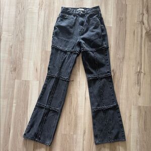 PacSun Black Highrise Bootcut Women's Jeans with fringe detail